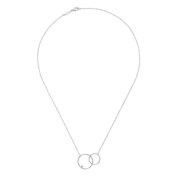 925 Sterling Silver Double Loop Diamond Pendant Necklace