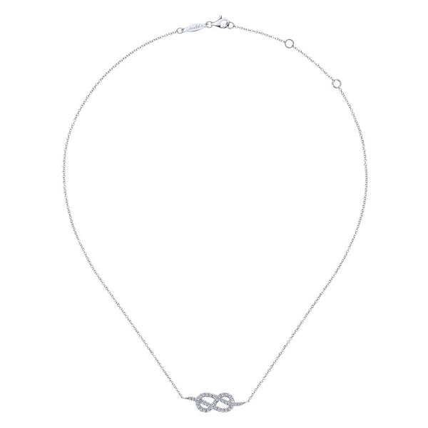 14K White Gold Eternal Love Infinity Pendant Necklace