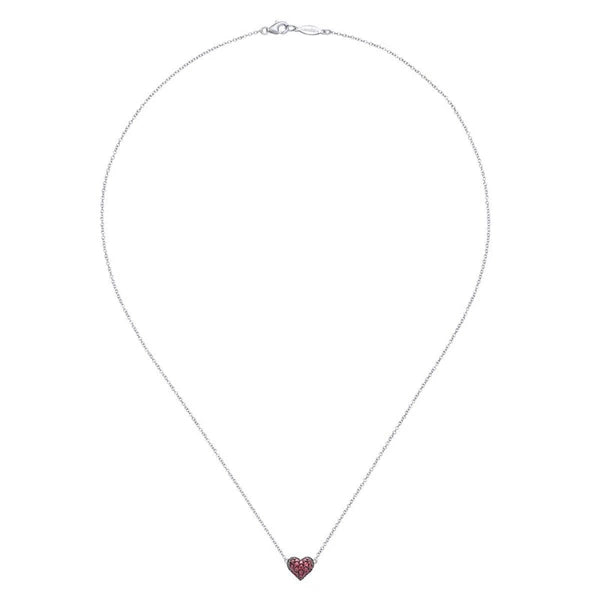 925 Sterling Silver Ruby Heart Pendant Necklace