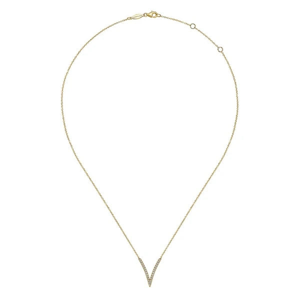 14K Yellow Gold Diamond Chevron Necklace