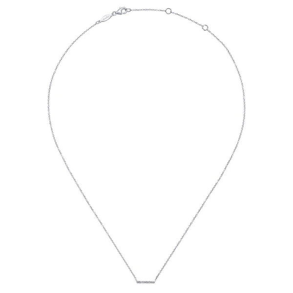 14K White Gold Petite e Diamond Bar Necklace