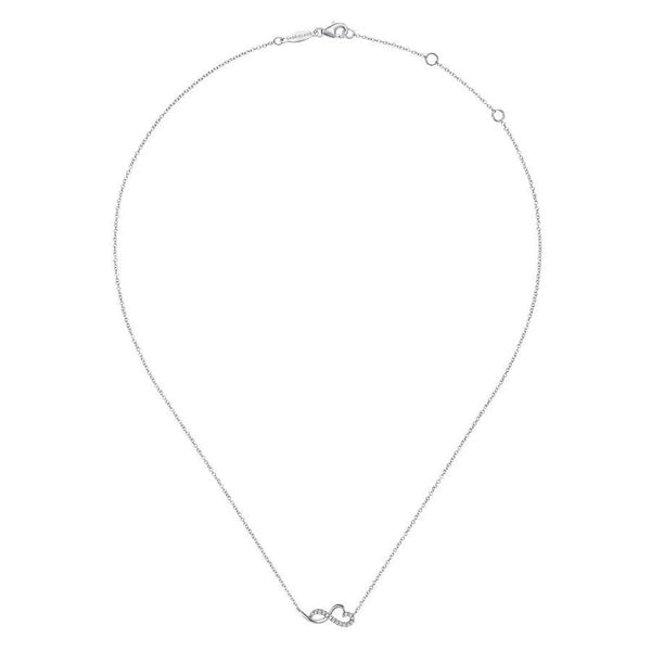 14K White Gold Diamond Infinity Heart Pendant Necklace
