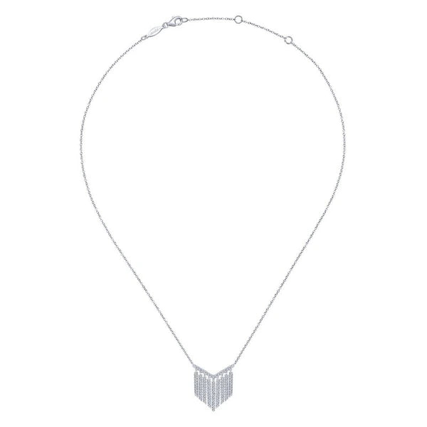 14K White Gold Diamond Fringe Necklace