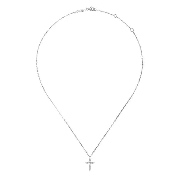 925 Sterling Silver Diamond Cross Pendant Necklace