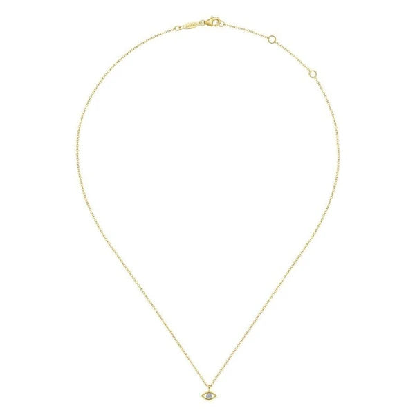 14K Yellow-White Gold Diamond Eye Pendant Necklace