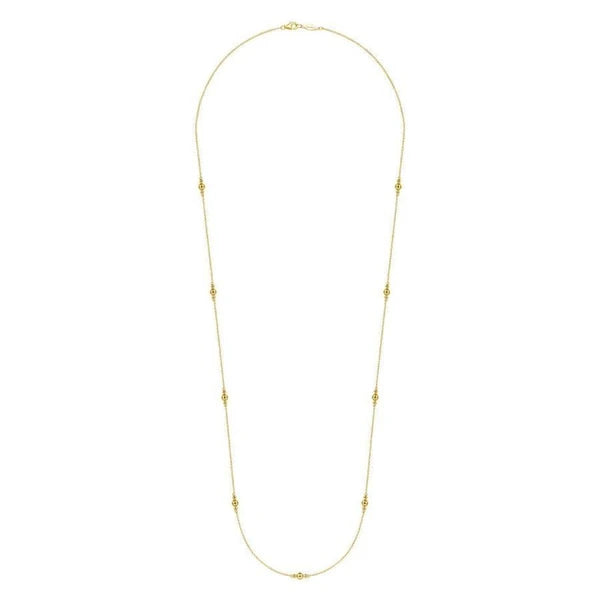 28" 14K Yellow Gold Bujukan Bead Station Necklace