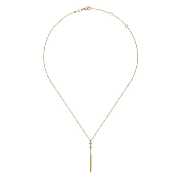14K Yellow Gold Diamond Pendant Drop Necklace