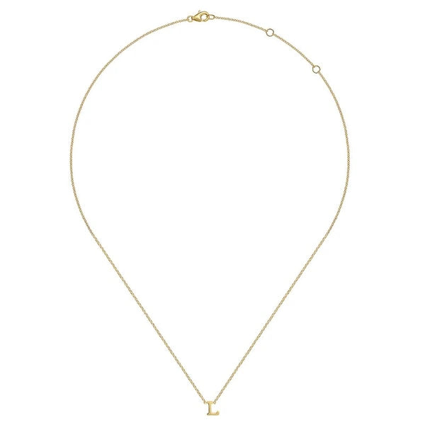 14K Yellow Gold L Initial Necklace