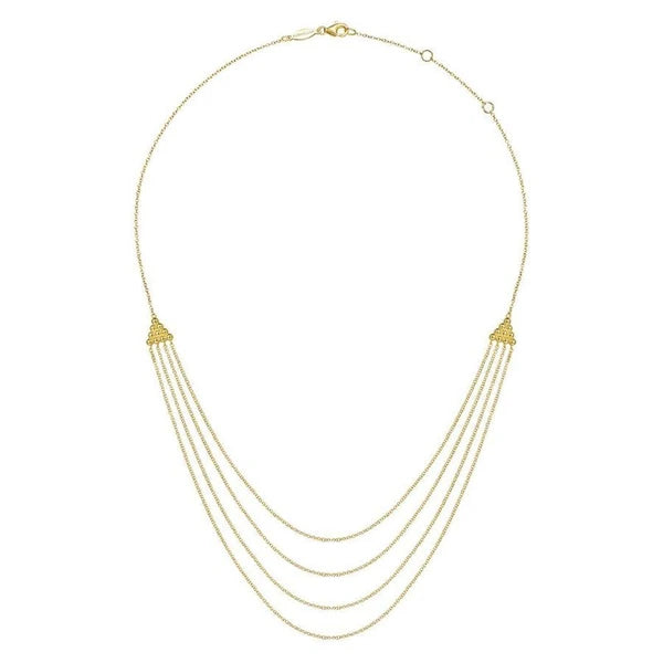 14K Yellow Gold Bujukan Multi Row Swag Necklace