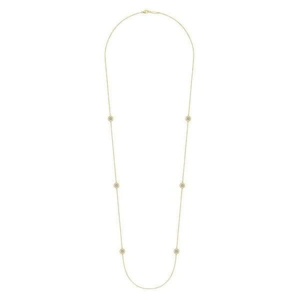 32" 14K Yellow Gold Double Sided Diamond Bujukan Station Necklace