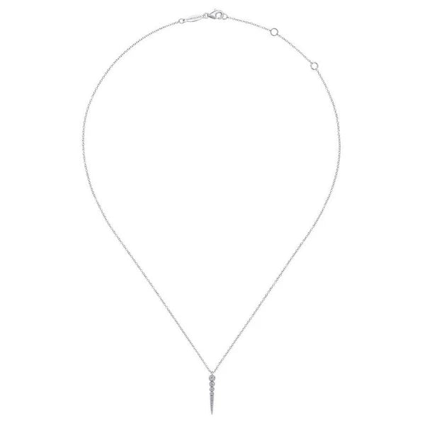 14K White Gold Diamond Spike Pendant Necklace