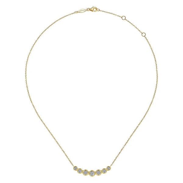 14K Yellow Gold Curved Diamond Bar Necklace