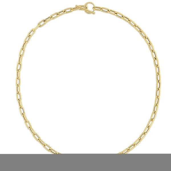 14K Gold Paperclip Toggle Link Necklace