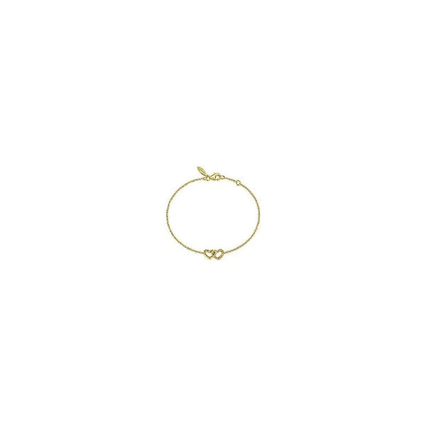 14K Yellow Gold Rope Entwined Hearts Chain Bracelet