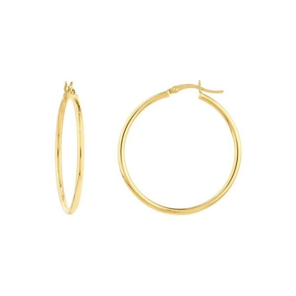 2mm x 35mm Polished Hoop Earrings