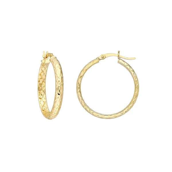 25mm x 3mm Diamond-Cut Hoop Earrings