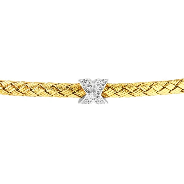 Cross-Cross Diamond Yellow/White Mesh Bangle