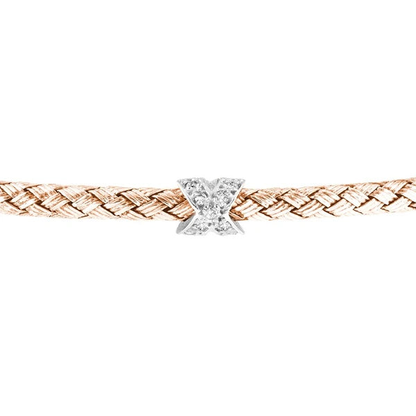Cross-Cross Diamond Rose/White Mesh Bangle