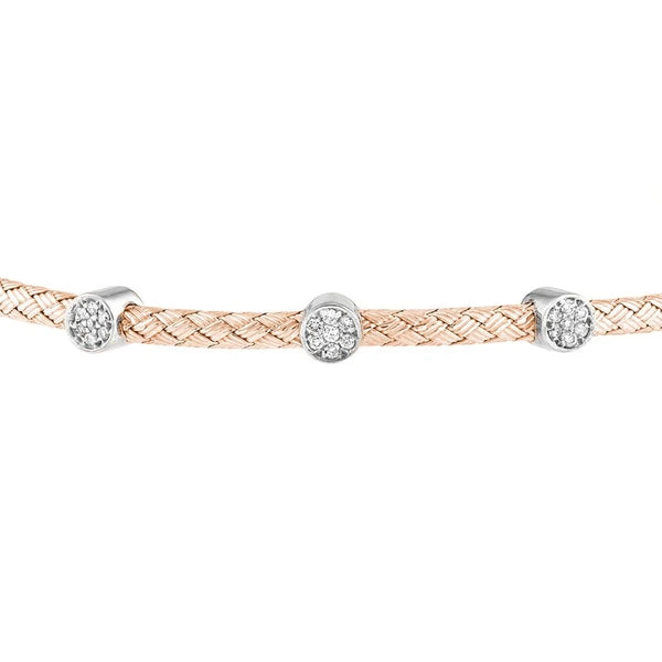 Diamond Trio Station Rose Mesh Bangle