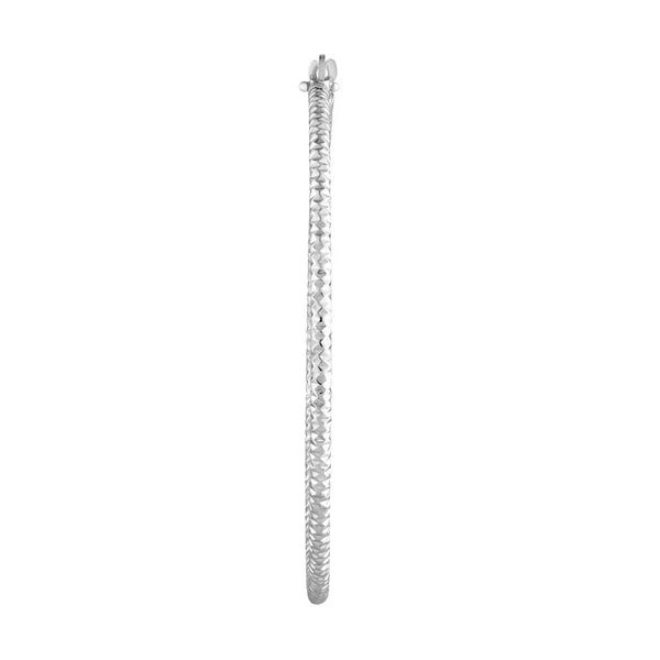 Sterling Silver 2mm x 40mm Diamond-Cut Hoop Earrings