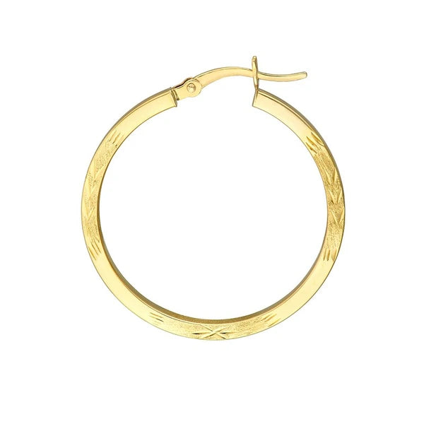 2 X 30mm Square DC Florentine Hoop Earrings