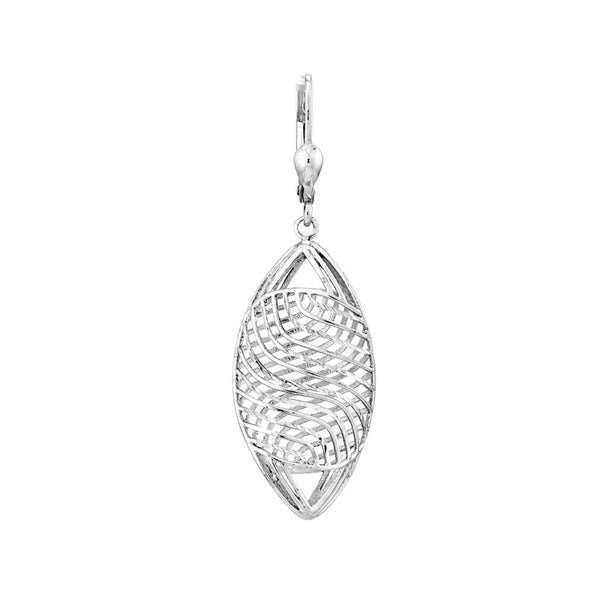 Plated Sterling Silver Marquise Cage Dangle Earrings