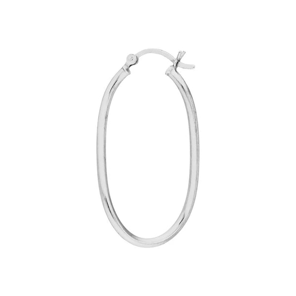 Plated Sterling Silver Curved Oval Hoop Earrings