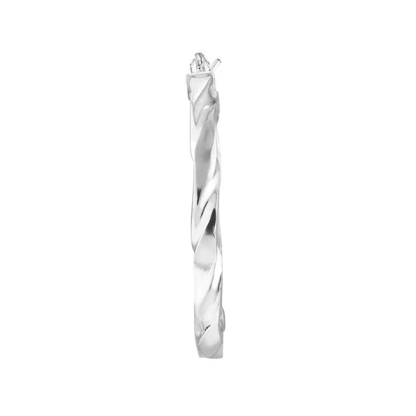 Sterling Silver Twisted Polished and Satin Hoop Earrings