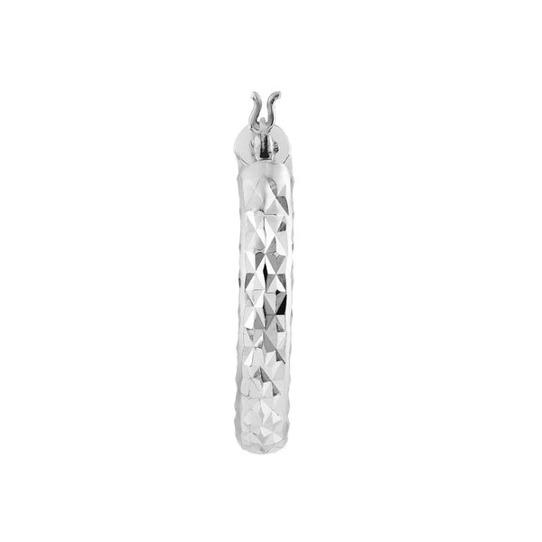 Sterling Silver Diamond-Cut and Textured Hoop Earrings