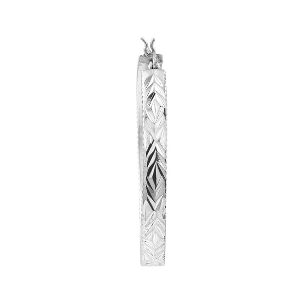 Sterling Silver Diamond-Cut Patterned Hoop Earrings