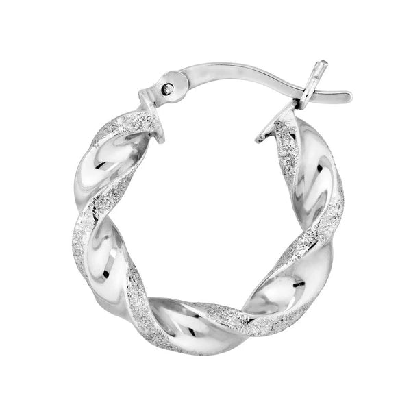 High Polished Texture Twist Hoop Earrings