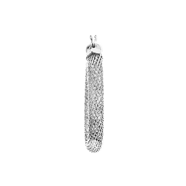 Sterling Silver Mesh Oval Tube Hoop Earrings