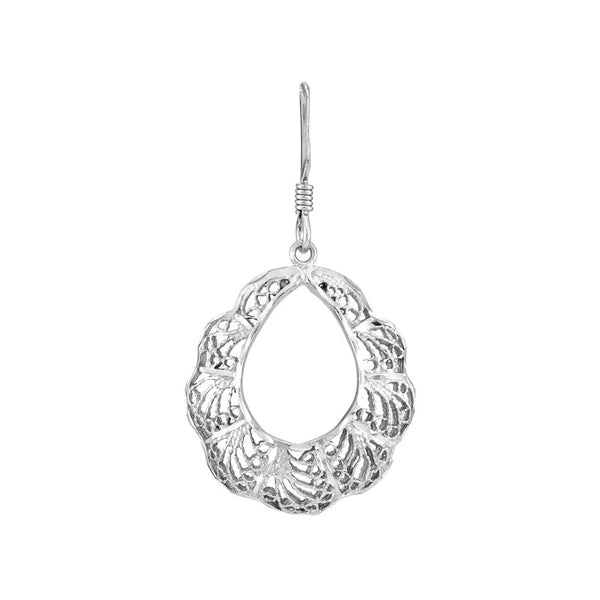 Plated Sterling Silver Filigree Open Circle Earrings