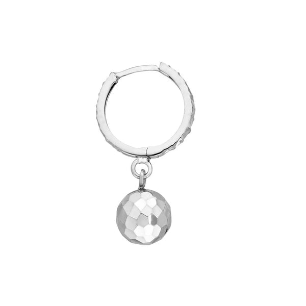 Sterling Silver D/C Hoop Earrings with Ball Drop