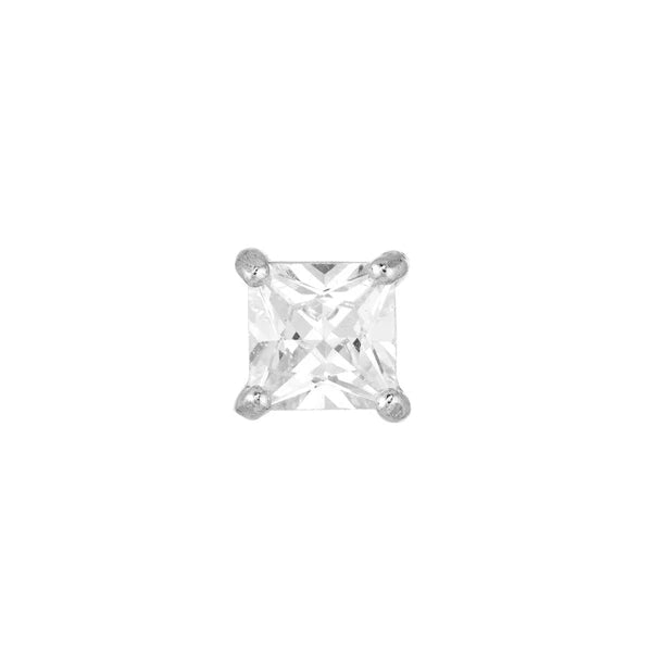 Sterling Silver 4mm Square CZ Stud Earrings on Post Back