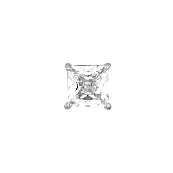Sterling Silver 6mm Square CZ Stud Earrings on Post Back