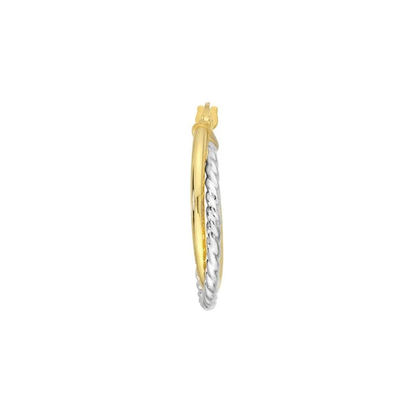 15mm Intertwined Plain/Twisted Tube Hoop Earrings