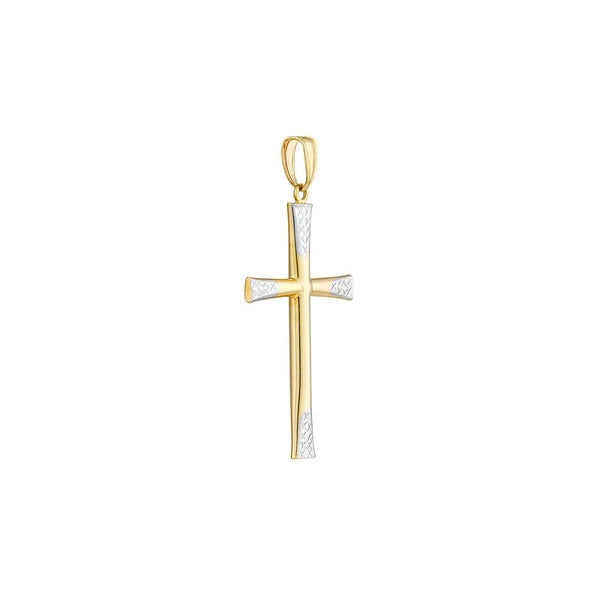 Two-Tone Diamond-Cut Tipped Cross Pendant