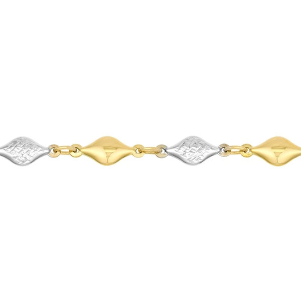 Two-Tone Polished and Diamond-Cut Bead Bracelet