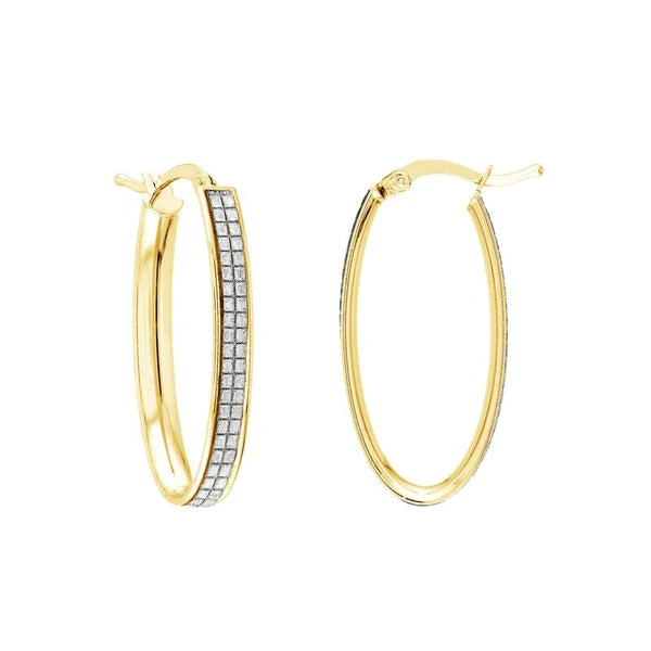 Plated Sterling Silver Double Sparkle Oval Hoops