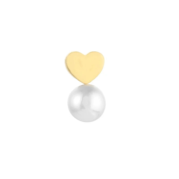 Child's Screw Back Heart and Pearl Stud Earrings