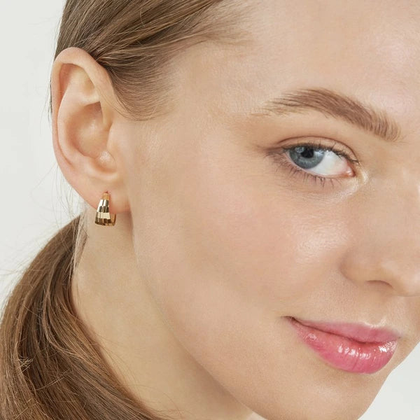Mirror D/C Tapered Reversible Hoop Earrings
