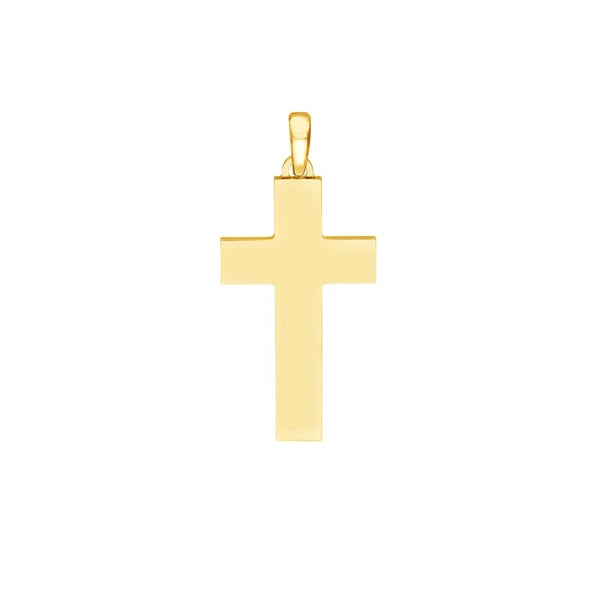 Large Plain Flat Polished Cross Pendant