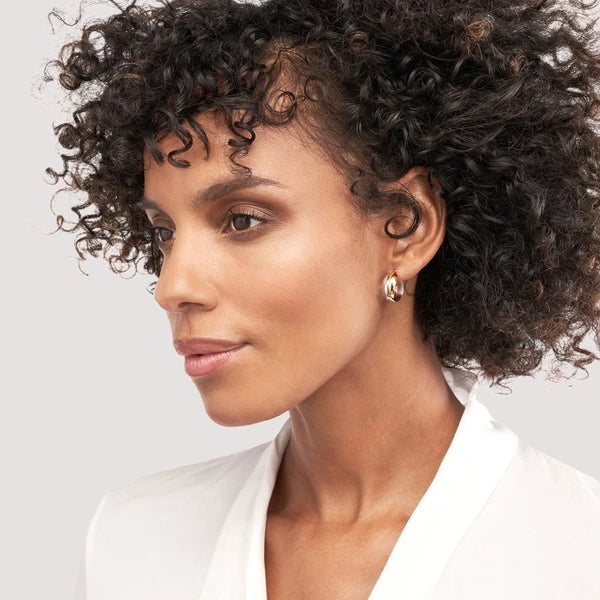 Two-Tone Overlaping Tube Round Hoop Earrings