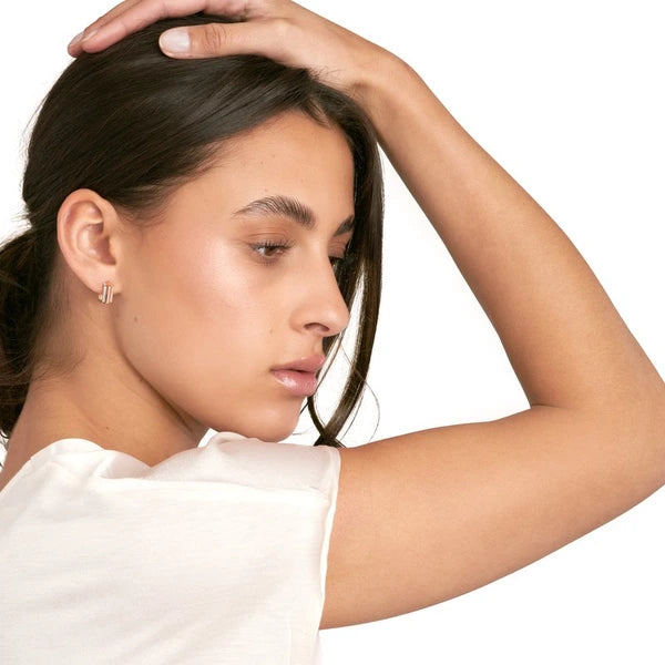 Tri Color Geometric Hoop Earrings