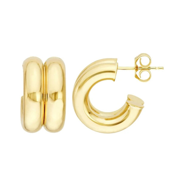 15mm Small Double Open Hoop Earrings