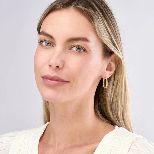 25.1mm Oval Round Hoop Hinged Earrings
