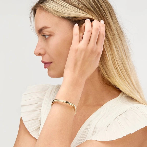 Polished Semi Round Bangle Bracelet