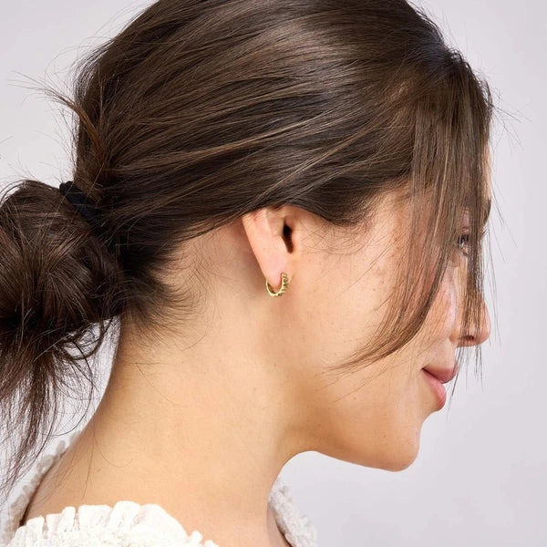Ridged Polished Round Hoop Earrings