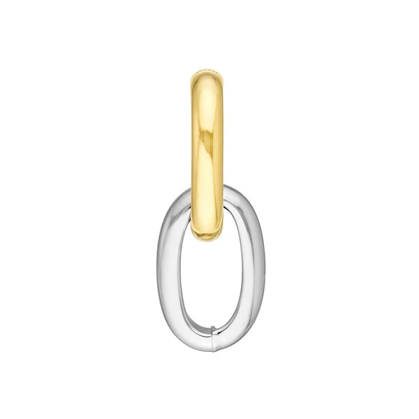 Two-Tone Dangle Oval Hoop Earrings